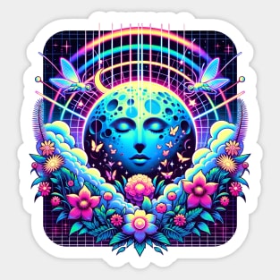 Vaporwave Moon Magic: Neon Celestial Harmony Sticker